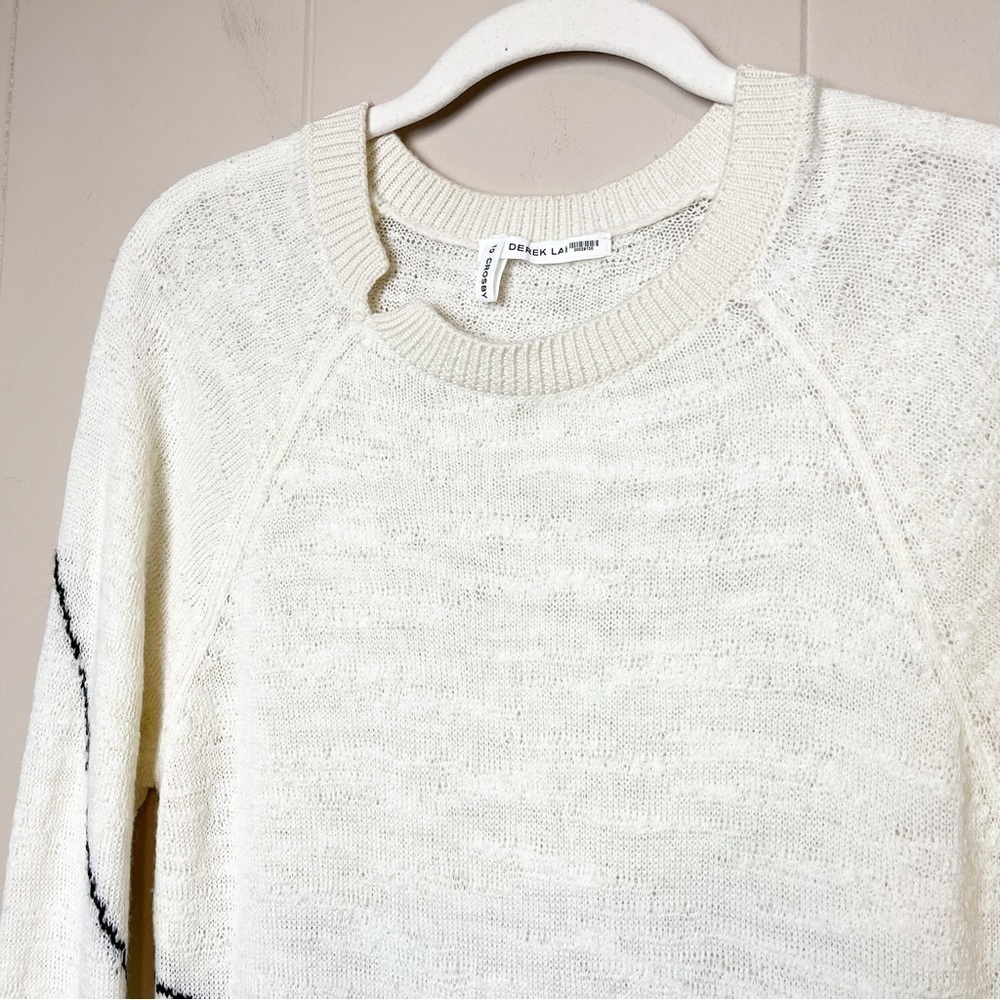 Derek Lam 10 Crosby‎ Asymmetric Stripe Sweater neutral black lines minimalist - Picture 2 of 10